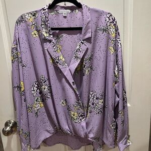 Ophelia Rose Lilac Floral Button-Front Blouse